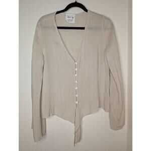 Sadie & Sage Y2K Boho Striped Tie Button Down Whimsical Sz L